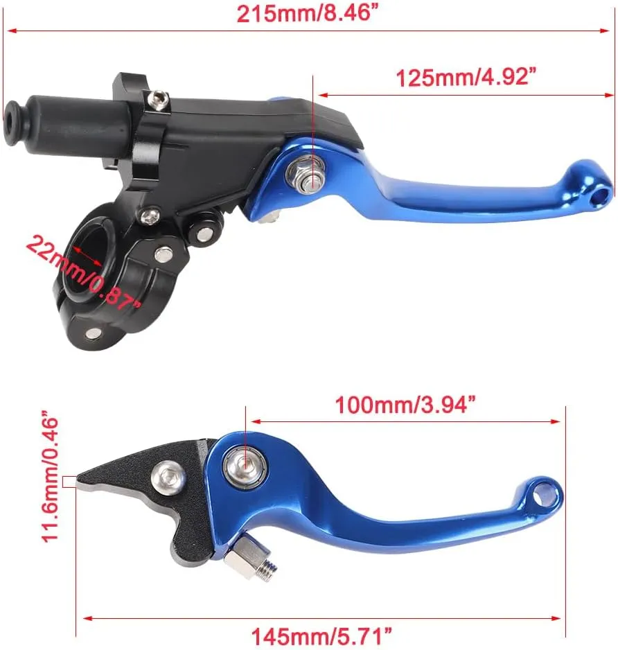 Brake & Clutch Folding Levers ASV for 7/8" 22mm Motorcycle Handlebars - Aluminum Alloy Blue for KLX, SSR, TTR, CRF50-250cc Dirt Bike, ATV, Motocross, Mini Bike