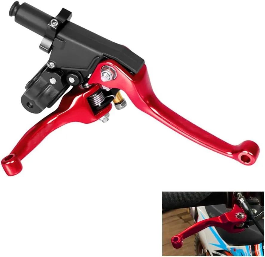 Brake & Clutch Folding Levers ASV for 7/8" 22mm Motorcycle Handlebars - Red Aluminum Alloy for KLX, SSR, TTR, CRF50-250cc Dirt & Motocross Bikes