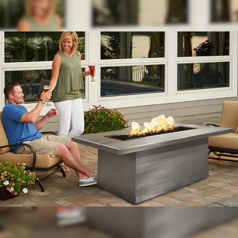 Breckenridge Linear Fire Pit Table - Stainless Steel | 60"
