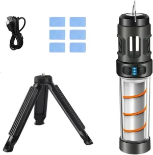 Buzz Defense Portable BuzzDefense Portable Integrated Camping Light IPX5 Waterproof Emergency Light with Tripod 3000mAh Powerful Battery Five Adjustable Levels for Outdoor Picnic (Black)