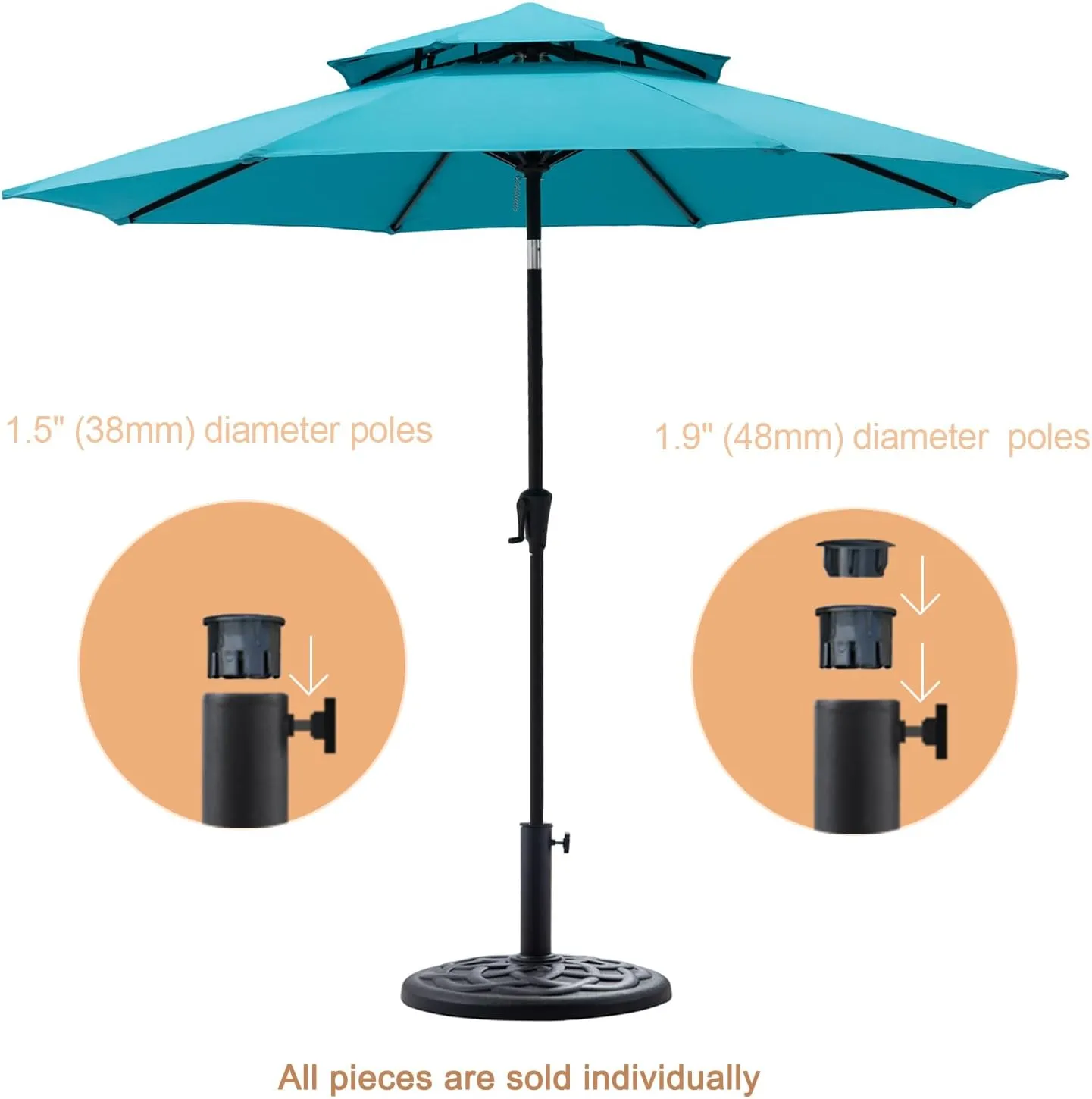 C-Hopetree 31 lb Heavy Duty Round Base Stand for Patio Outdoor Market Table Umbrella, Black