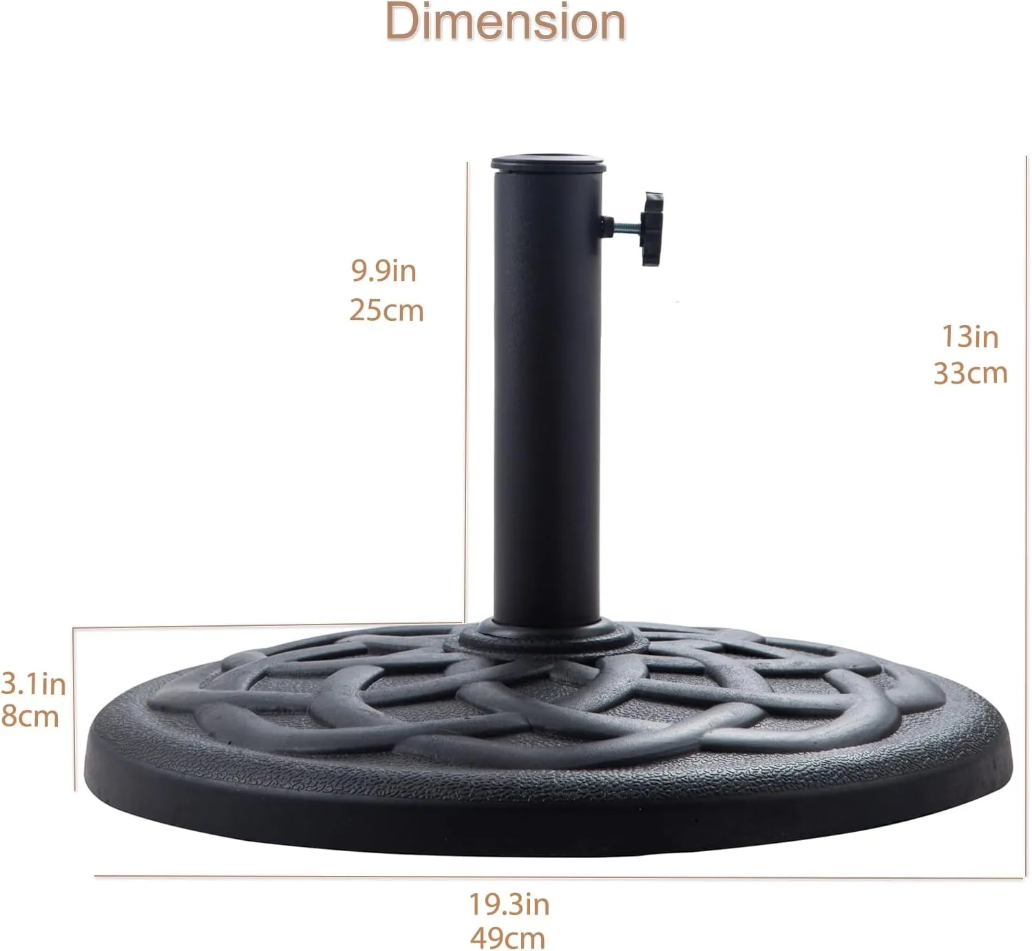 C-Hopetree 31 lb Heavy Duty Round Base Stand for Patio Outdoor Market Table Umbrella, Black