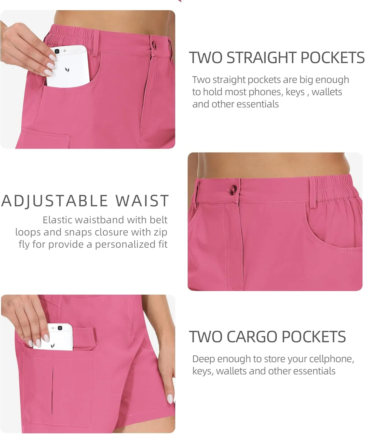 Cakulo Womens 6" Hiking Cargo Bermuda Shorts Quick Dry Golf Walking Work Summer Lightweight Shorts Pockets