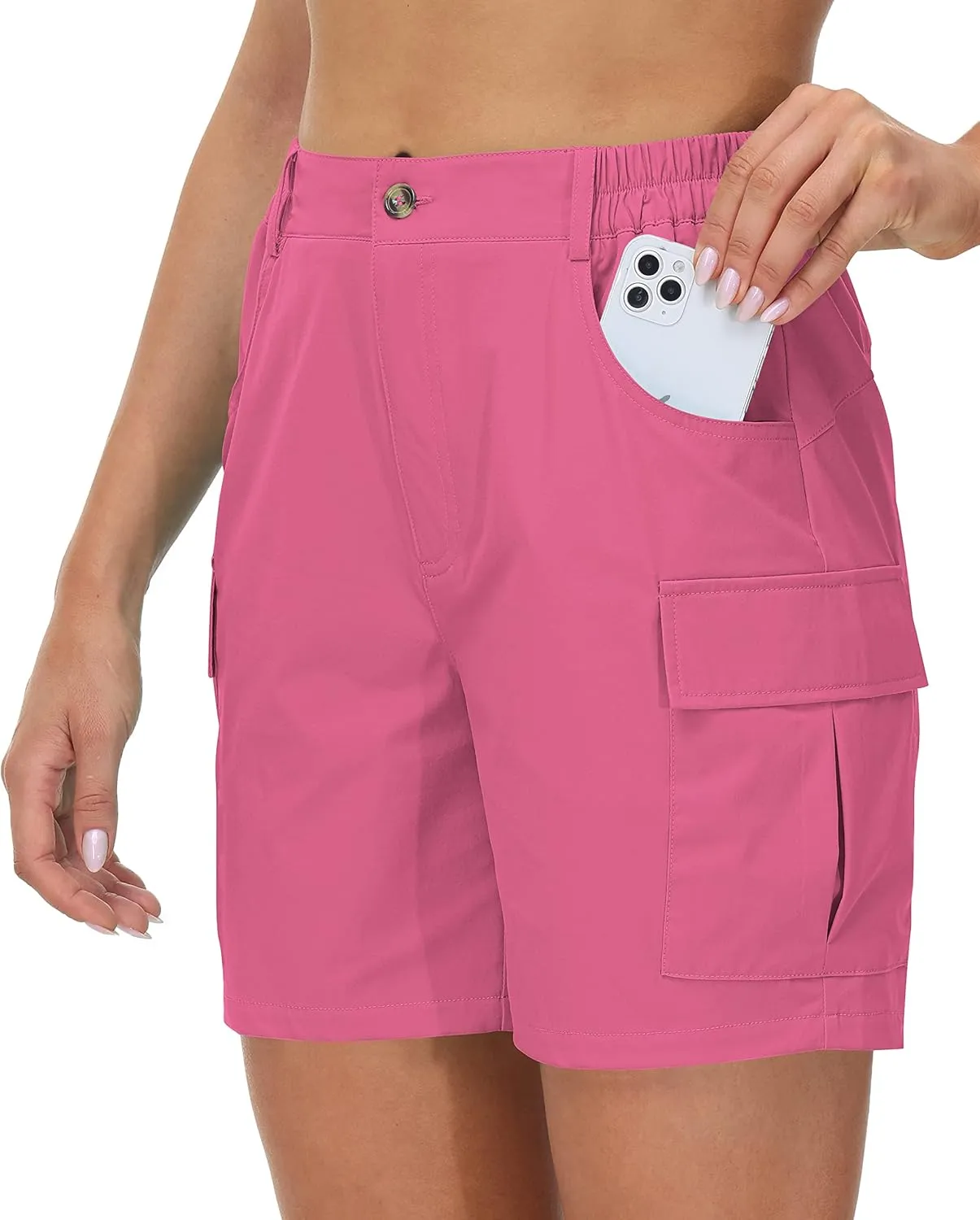 Cakulo Womens 6" Hiking Cargo Bermuda Shorts Quick Dry Golf Walking Work Summer Lightweight Shorts Pockets