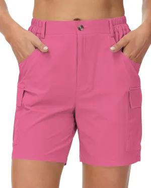 Cakulo Womens 6" Hiking Cargo Bermuda Shorts Quick Dry Golf Walking Work Summer Lightweight Shorts Pockets