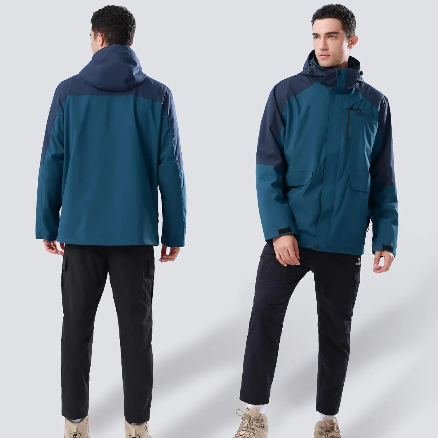 CAMEL CROWN Men’s Ski Jackets 3 in 1 Waterproof Winter Jackets Snow Jackets Windproof Hooded with Inner Fleece Coat