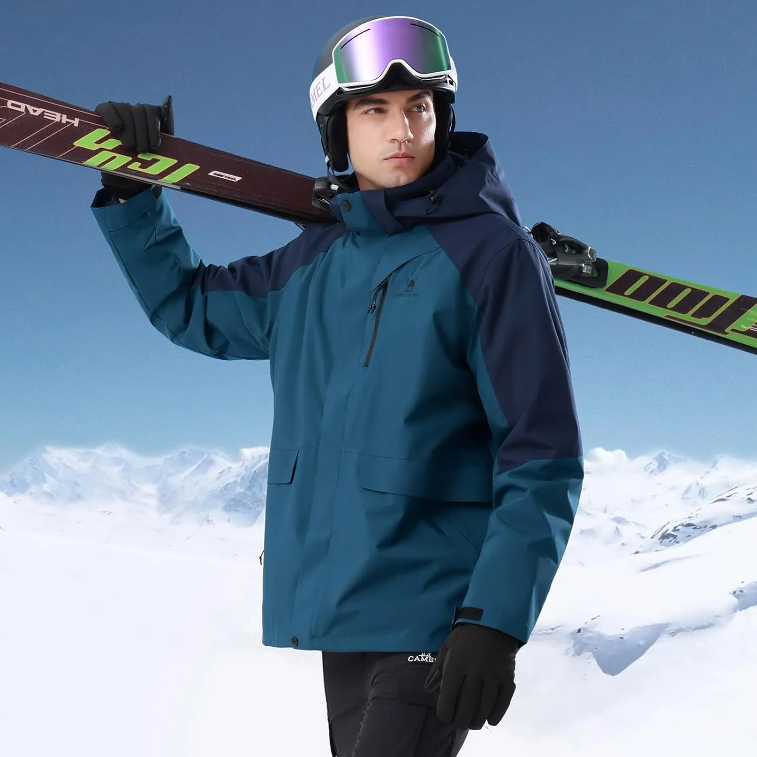 CAMEL CROWN Men’s Ski Jackets 3 in 1 Waterproof Winter Jackets Snow Jackets Windproof Hooded with Inner Fleece Coat
