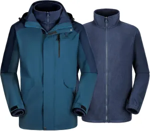 CAMEL CROWN Men’s Ski Jackets 3 in 1 Waterproof Winter Jackets Snow Jackets Windproof Hooded with Inner Fleece Coat