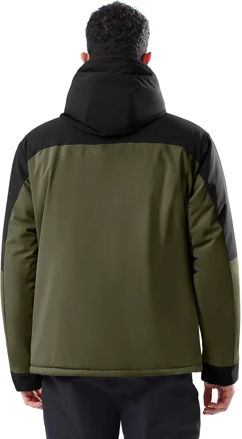 CAMEL CROWN Men's Winter Ski Jacket Mountain Snow Coats Waterproof Detachable Hood Windproof Fleece Rain Jackets