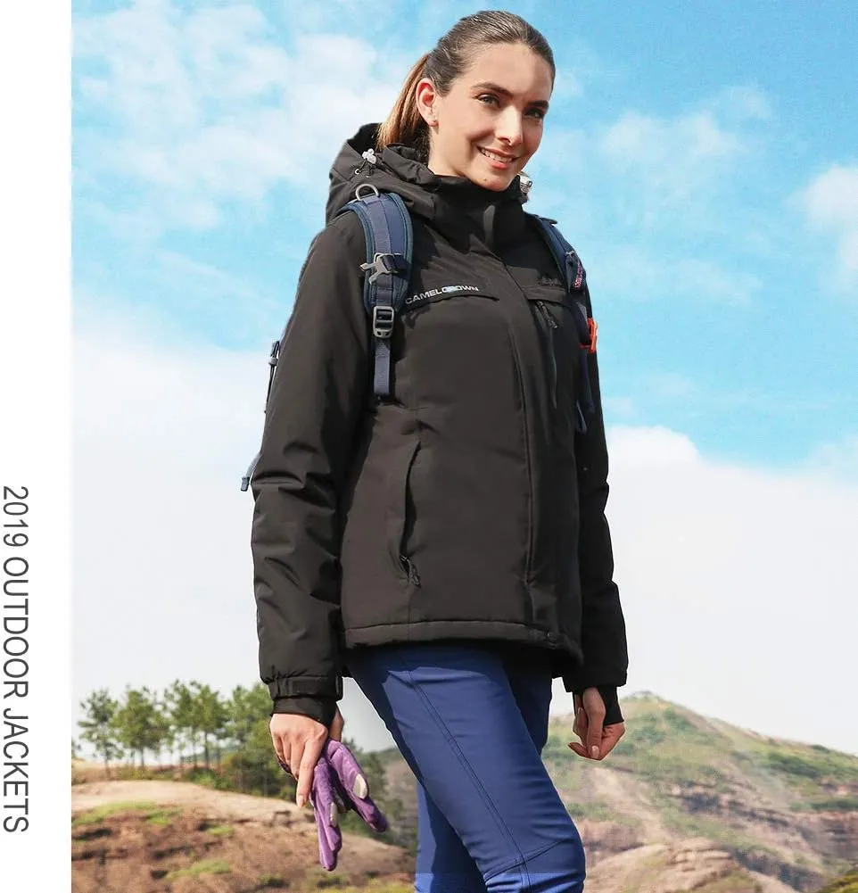 CAMEL CROWN Women’s Mountain Snow Waterproof Ski Jacket Detachable Hood Windproof Fleece Parka Rain Jackt Winter Coat