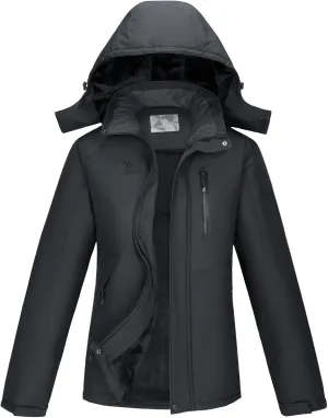 CAMEL CROWN Women's Winter Coats Hooded Ski Jacket Warm Fleece Waterproof Snowboard Jacket Windproof Windbreaker