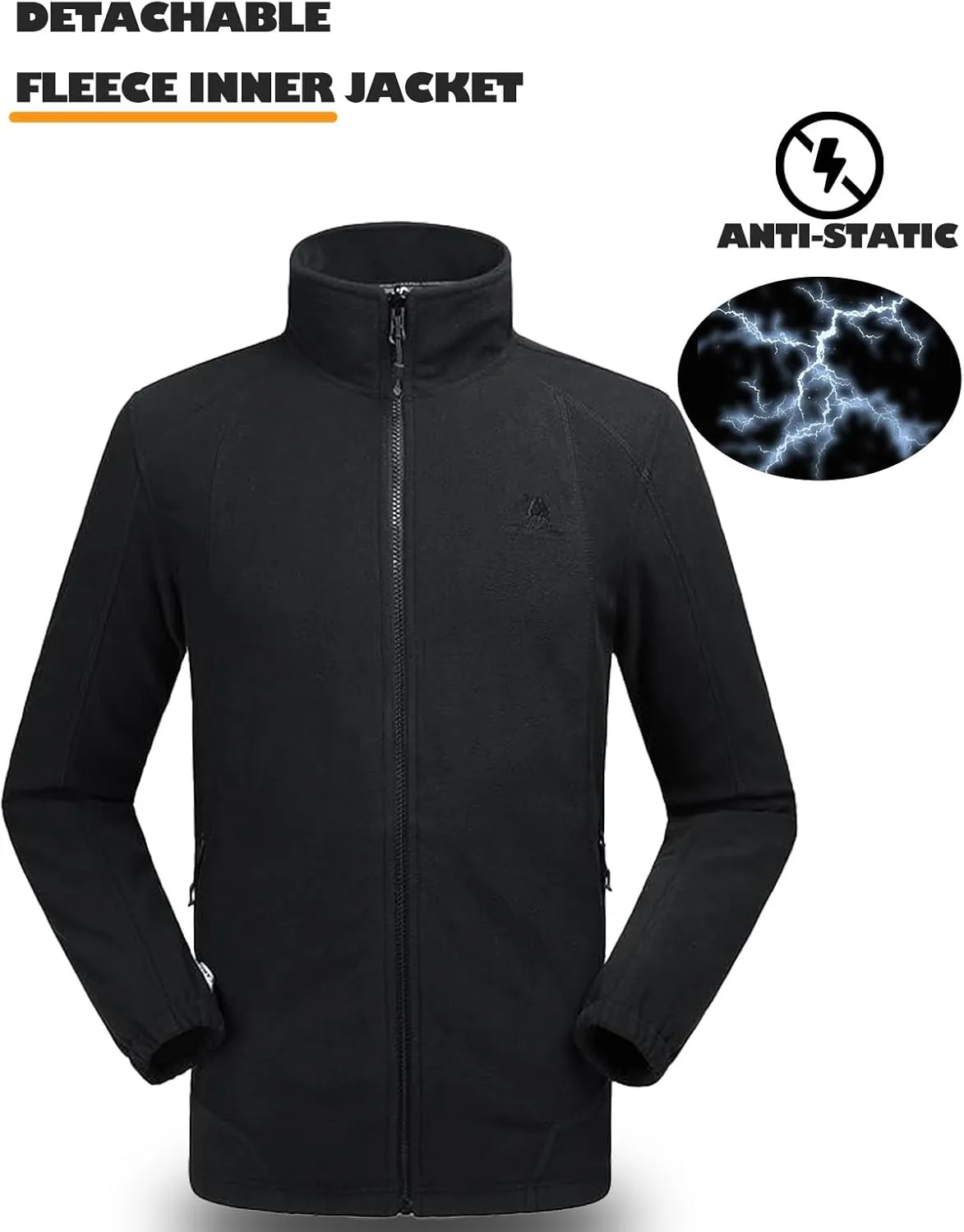 CAMELSPORTS Men's Mountain Ski Jacket 3 in 1 Waterproof Winter Jacket Warm Snow Jacket Hooded Rain Coat Windproof Winter Coat