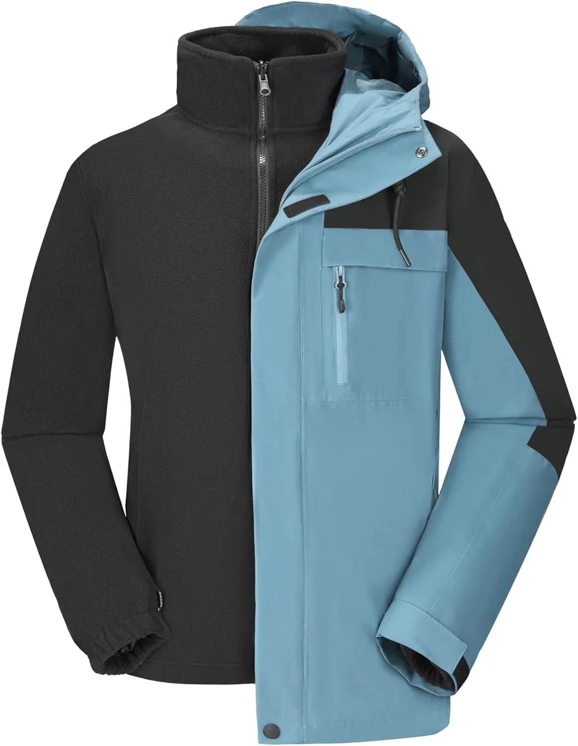 CAMELSPORTS Men's Mountain Ski Jacket 3 in 1 Waterproof Winter Jacket Warm Snow Jacket Hooded Rain Coat Windproof Winter Coat