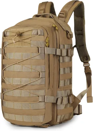 CamGo Military Tactical Backpack 25L Hunting Rucksack MOLLE Hiking Daypack for Daily Outdoor Sports (Khaki-25L)