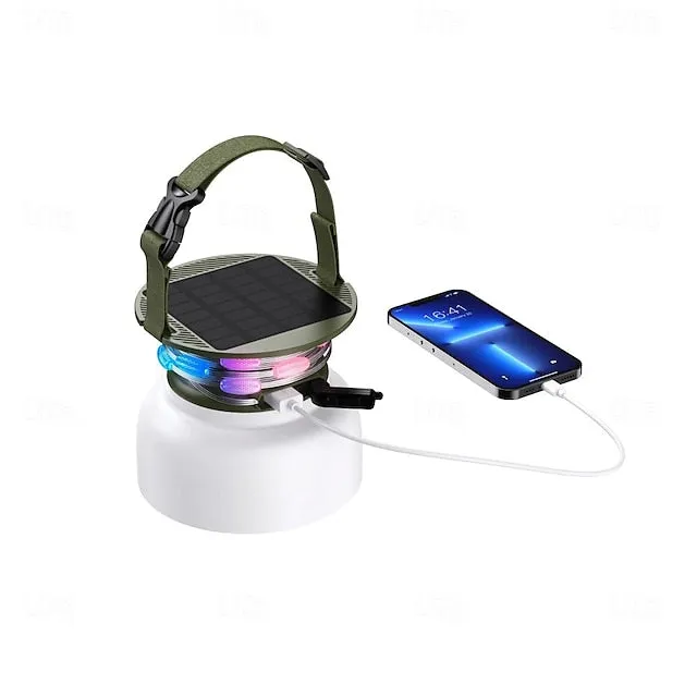 Camping Lantern Solar String Lights Multifunctional Rechargeable Outdoor Tent Camping Light 16.4FT IP65 Waterproof Camping Gear with Rechargeable Emergency for Christmas, Home and Party Decorations