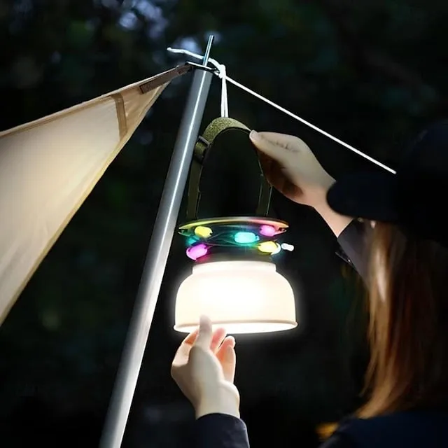 Camping Lantern Solar String Lights Multifunctional Rechargeable Outdoor Tent Camping Light 16.4FT IP65 Waterproof Camping Gear with Rechargeable Emergency for Christmas, Home and Party Decorations