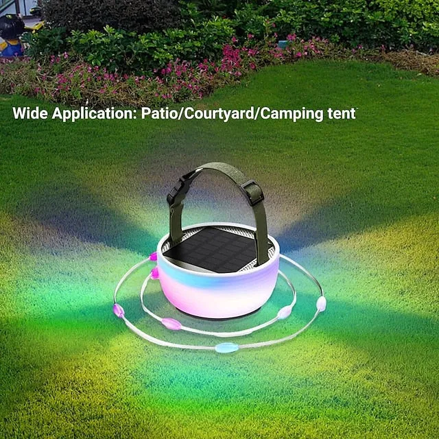 Camping Lantern Solar String Lights Multifunctional Rechargeable Outdoor Tent Camping Light 16.4FT IP65 Waterproof Camping Gear with Rechargeable Emergency for Christmas, Home and Party Decorations