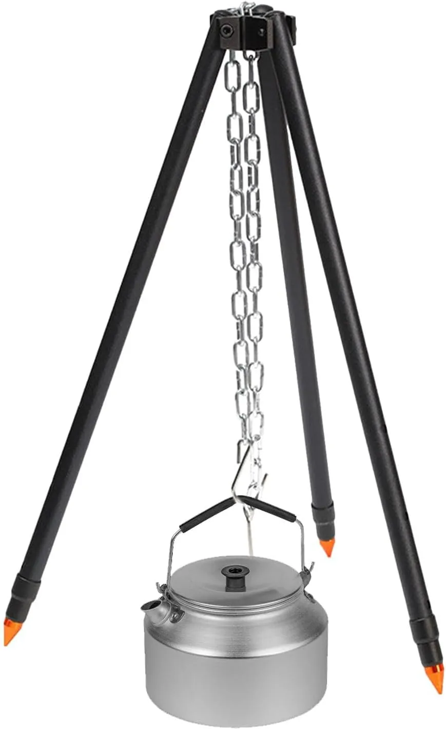 Camping Tripod Stand - Outdoor Camping Tripod, Grilling Tripod Stand Fire Tripod Heavy Duty,Camping Campfire Tripod for Family Outings, Friends Parties, Camping, Picnics, Barbecues