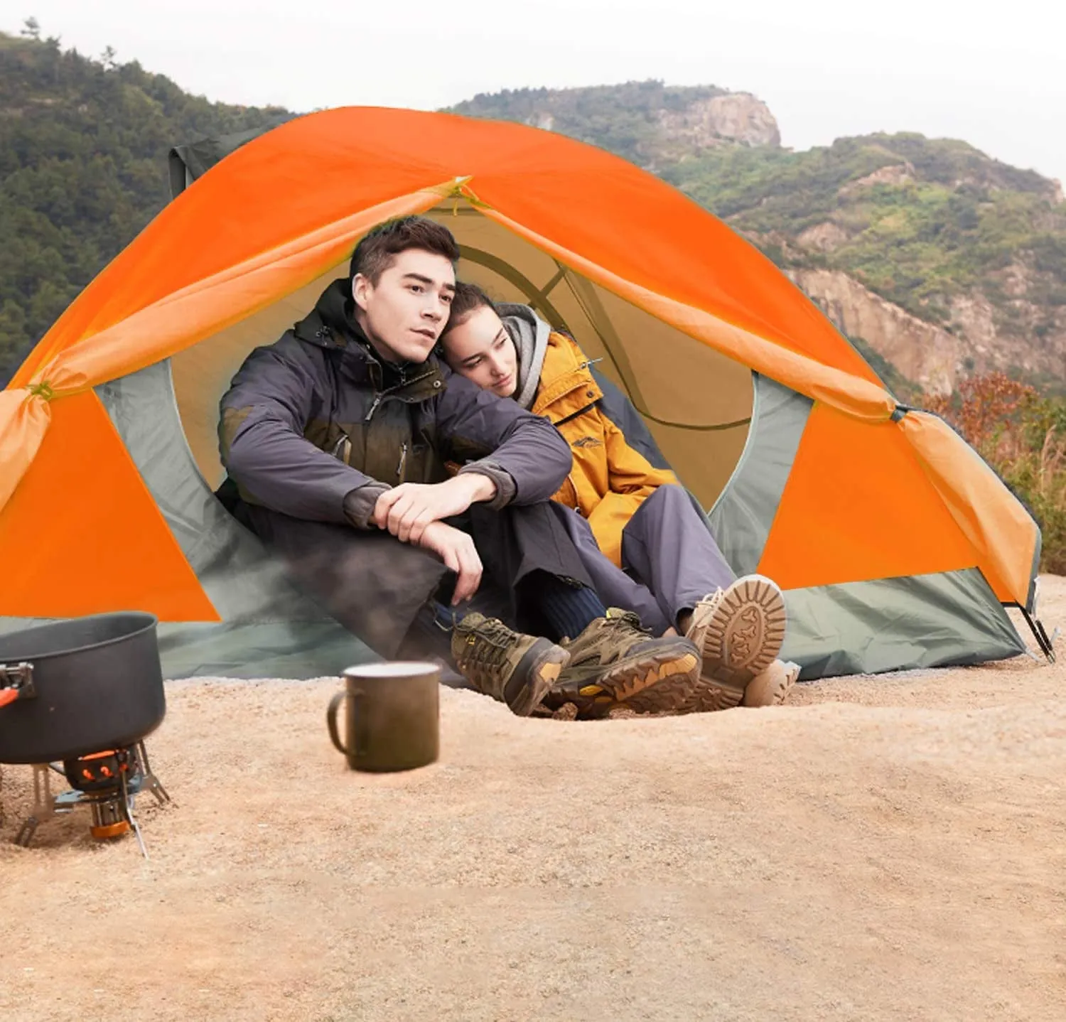 Camping Waterproof for Setup Layer Easy 2/4 Hassle-free Tent Excellent customer service Lightweight Camping Hiking Windproof Person Outdoor Double Two Mountaineering Family Tent Doors Travel Hunting Tents Backpacking