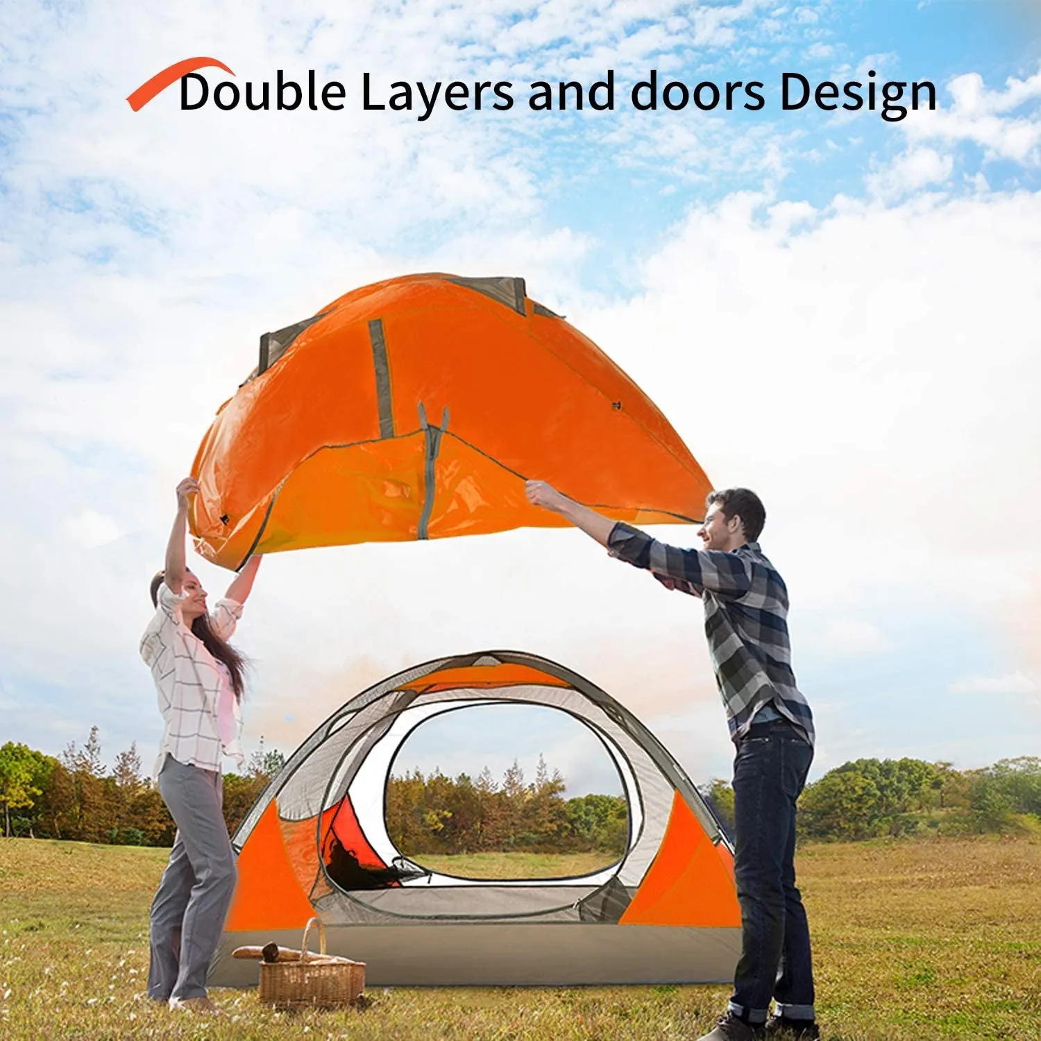 Camping Waterproof for Setup Layer Easy 2/4 Hassle-free Tent Excellent customer service Lightweight Camping Hiking Windproof Person Outdoor Double Two Mountaineering Family Tent Doors Travel Hunting Tents Backpacking