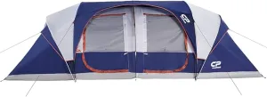 CAMPROS CP Tent 12 Person Camping Tents, 2 Room Weather Resistant Family Cabin Tent, 6 Large Mesh Windows, Double Layer, Divided Curtain for Separated Room, Portable with Carry Bag
