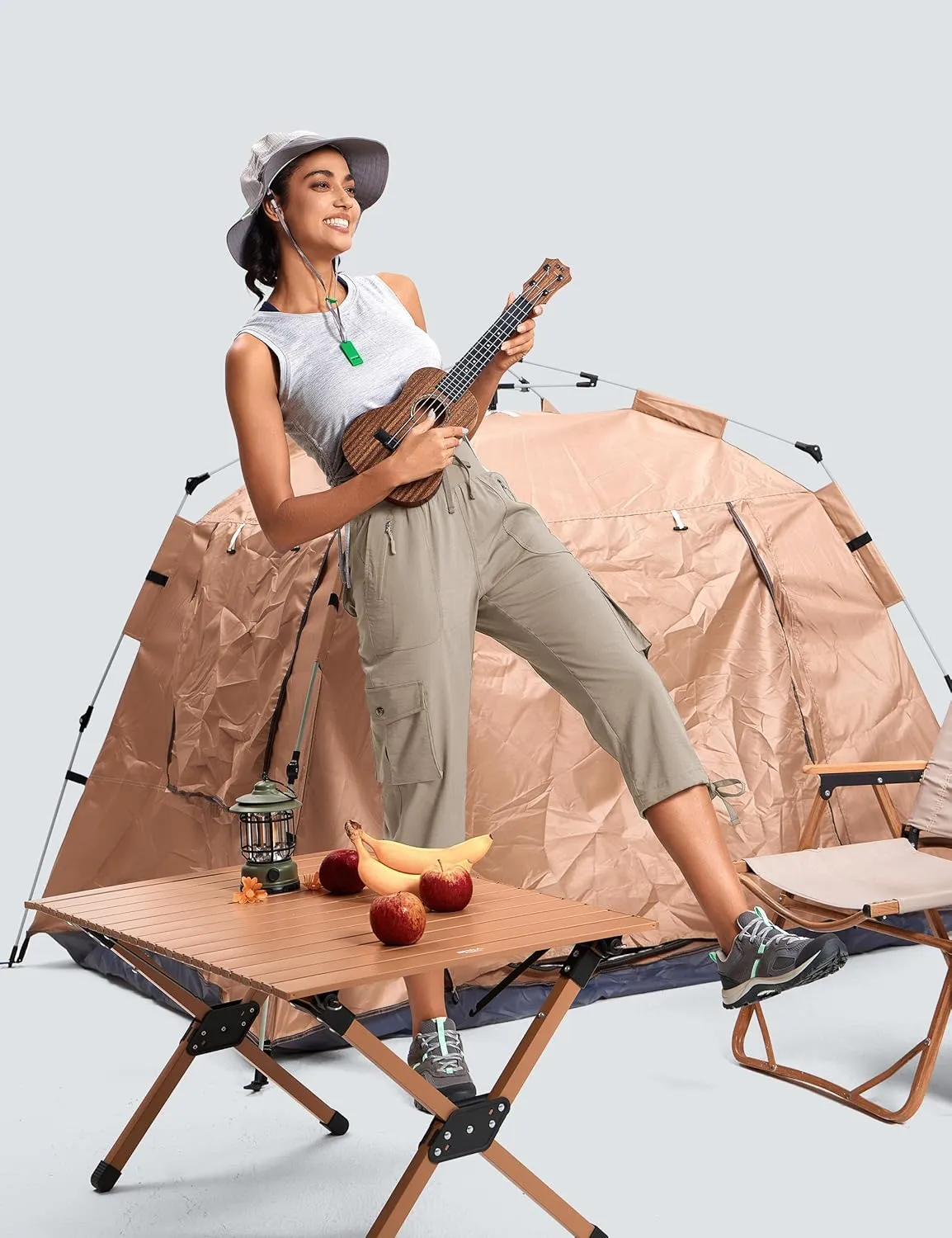 Capri Pants for Women Breathable UPF 50  Womens Cargo Capris for Summer with 8 Pockets for Hiking Travel Casual