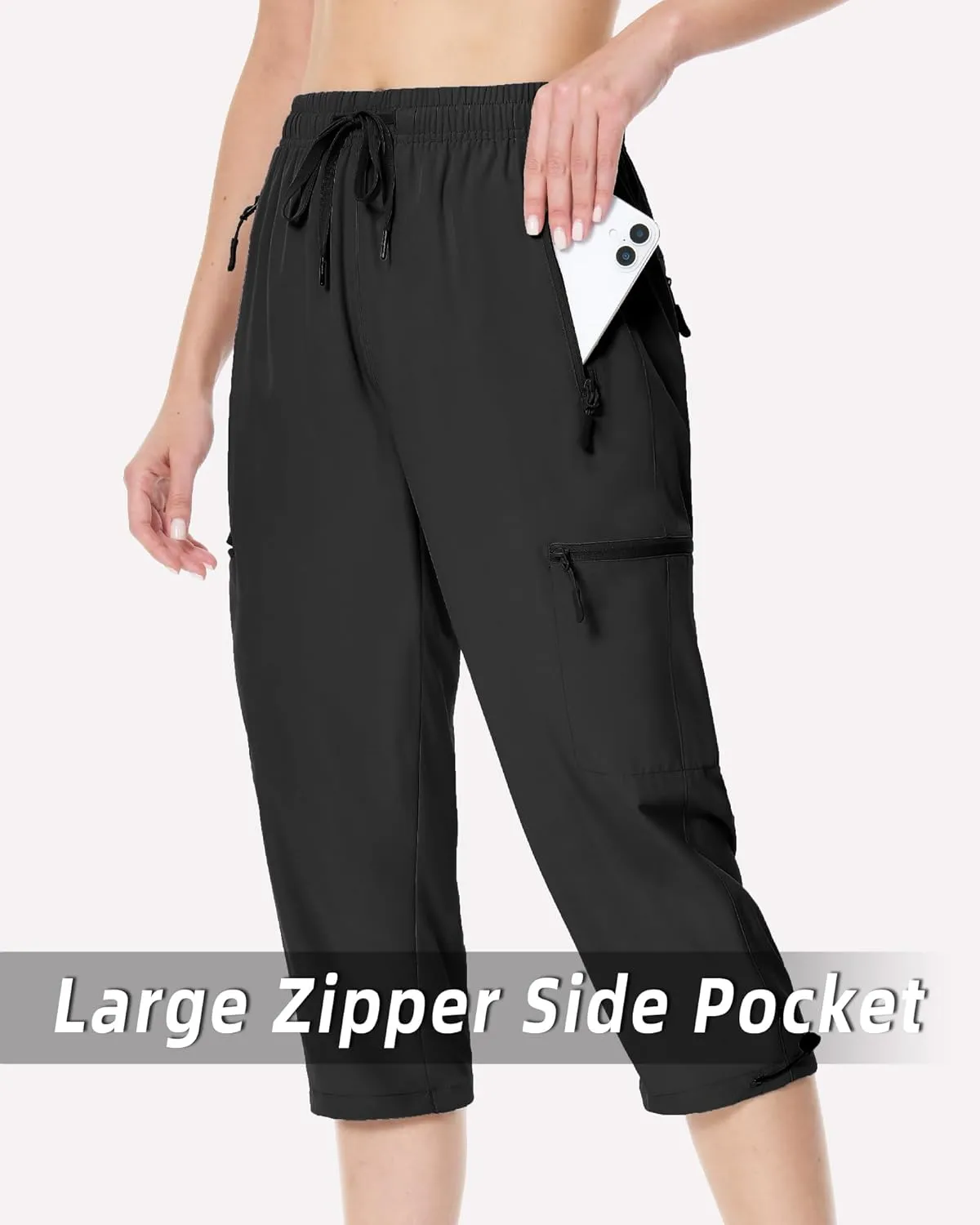 Capri Pants for Women Lightweight Quick Dry Cargo Hiking Pants Capris Joggers Summer with Zipper Pockets