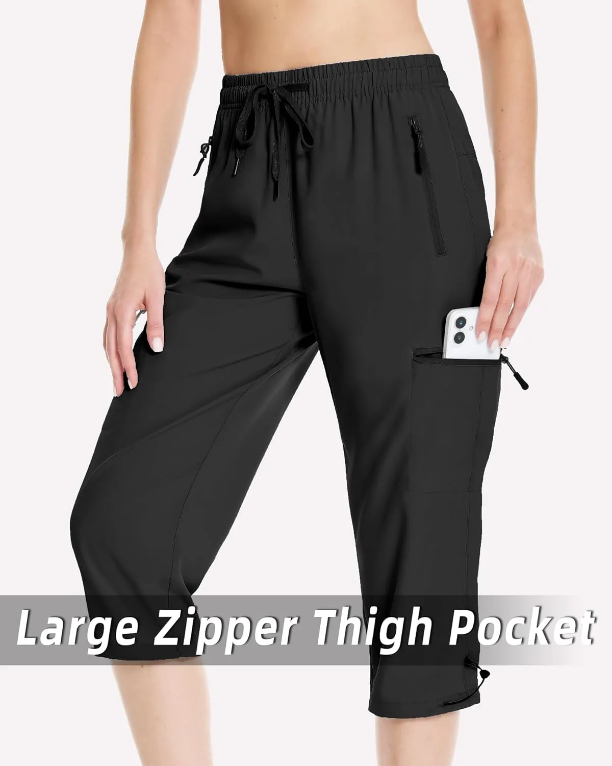 Capri Pants for Women Lightweight Quick Dry Cargo Hiking Pants Capris Joggers Summer with Zipper Pockets