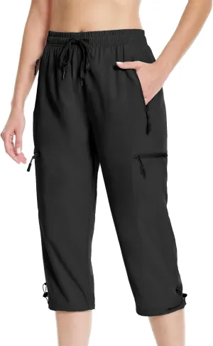 Capri Pants for Women Lightweight Quick Dry Cargo Hiking Pants Capris Joggers Summer with Zipper Pockets