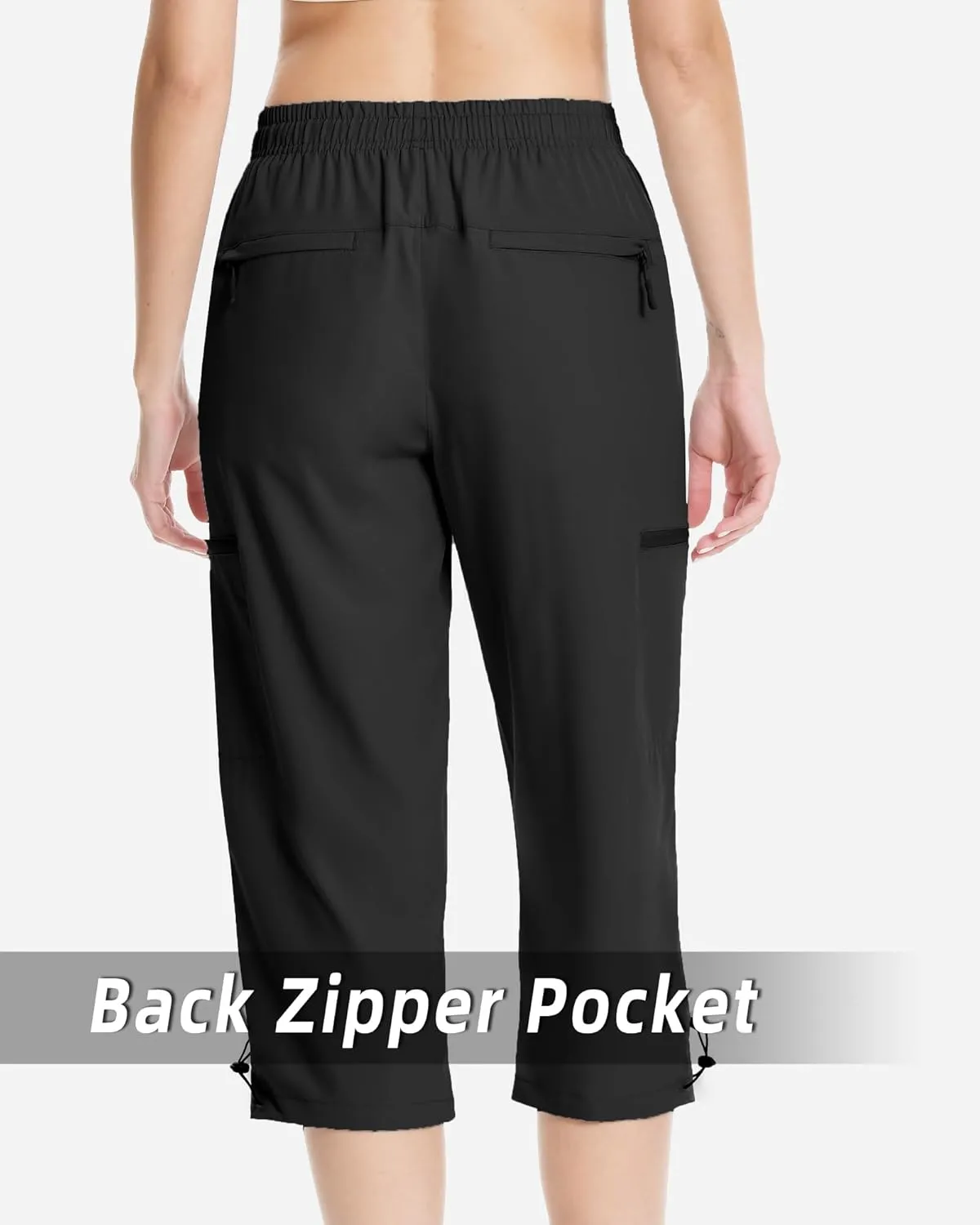 Capri Pants for Women Lightweight Quick Dry Cargo Hiking Pants Capris Joggers Summer with Zipper Pockets
