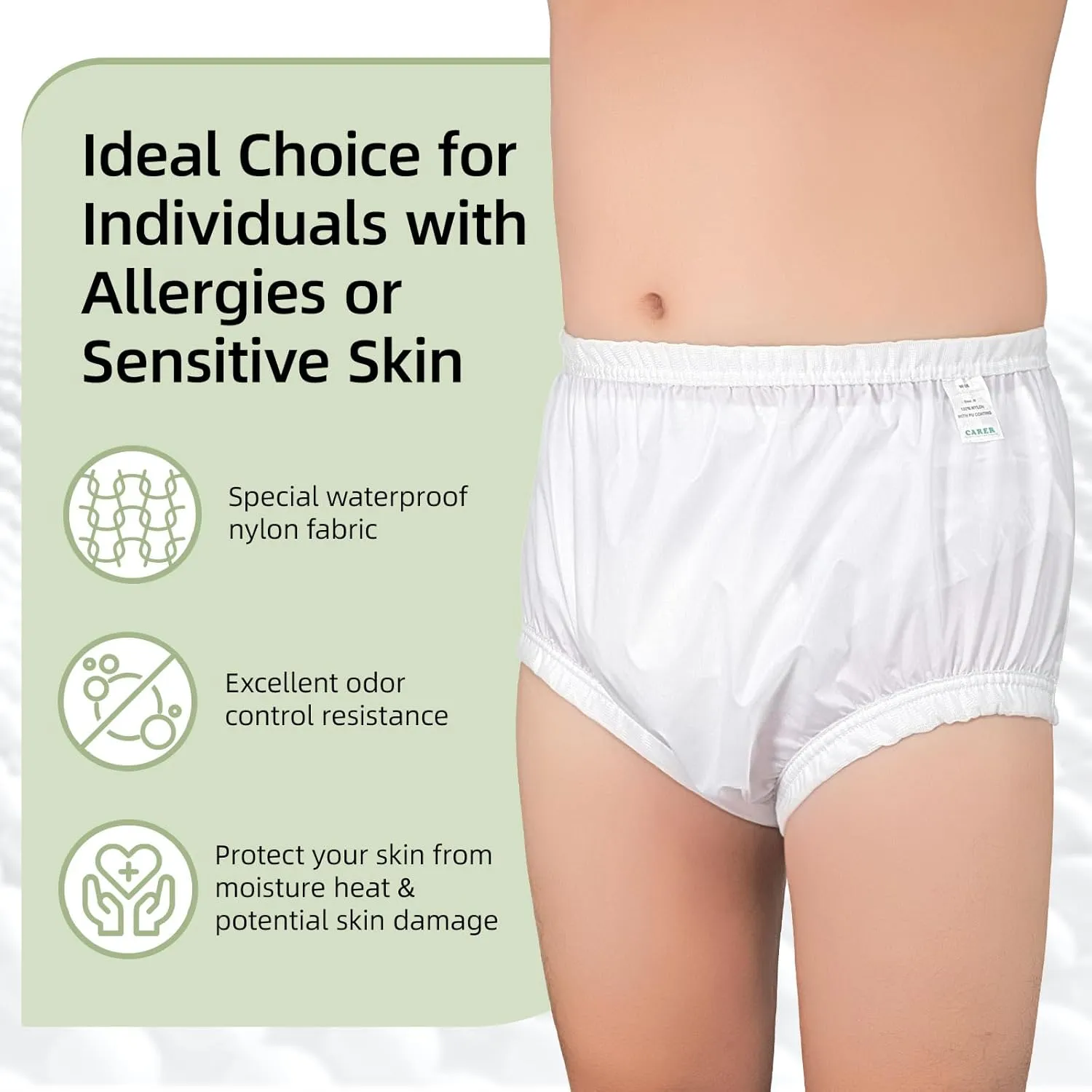 Carer Pull-On Waterproof Underwear Unisex Washable Diaper Cover for Incontinence Waterproof,Durable Leakproof Underwear for Incontinence to Use with Diapers & Briefs for Added Leakage Protection