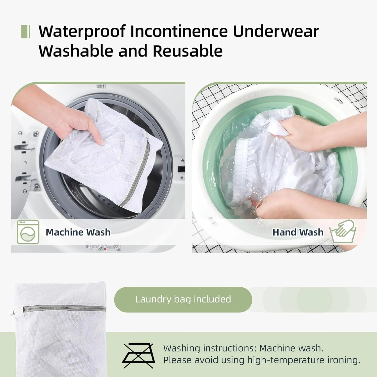 Carer Pull-On Waterproof Underwear Unisex Washable Diaper Cover for Incontinence Waterproof,Durable Leakproof Underwear for Incontinence to Use with Diapers & Briefs for Added Leakage Protection