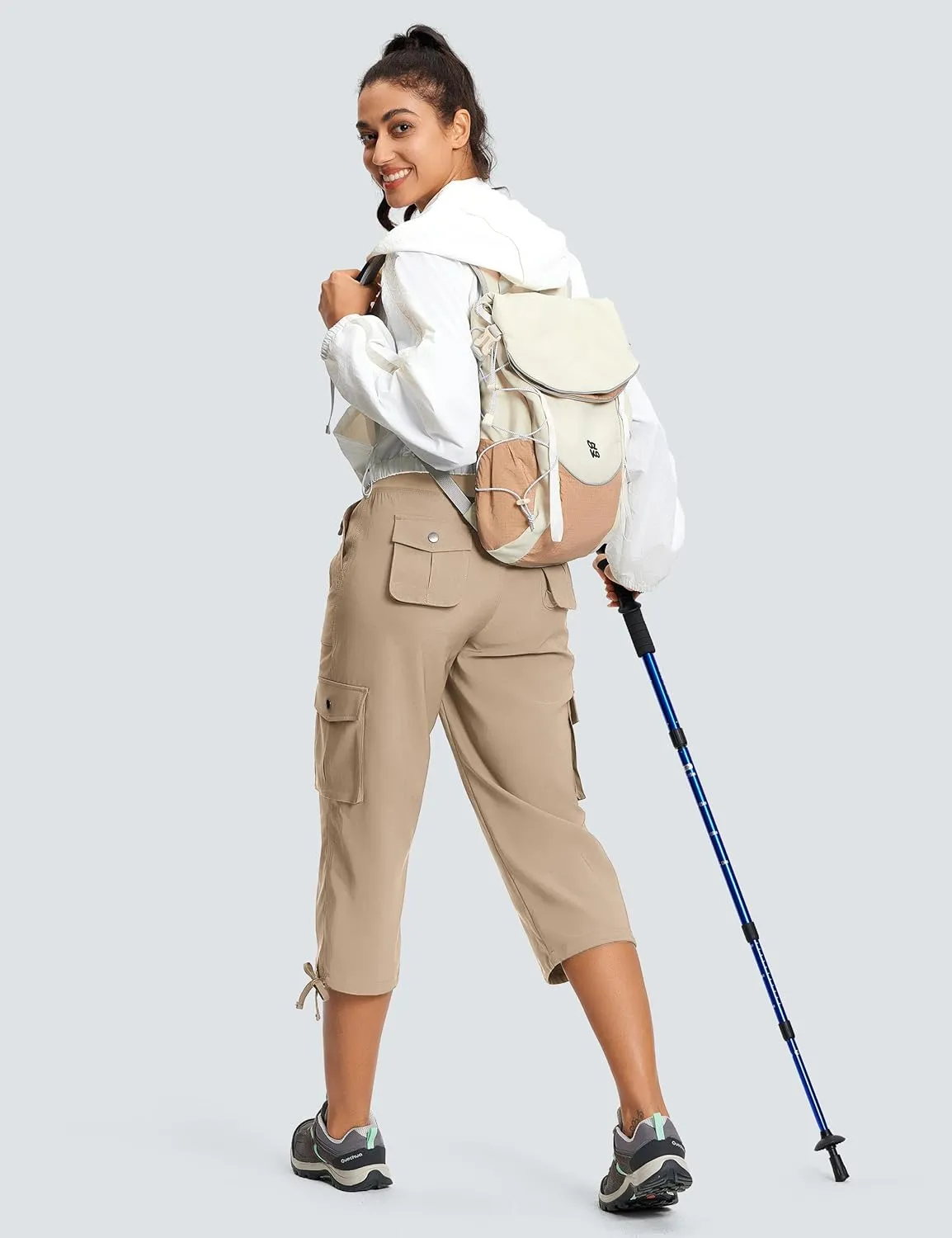 Cargo Capri Pants for Women Lightweight Quick Dry UPF 50  Summer Capris with 8 Pockets for Hiking Travel Casual