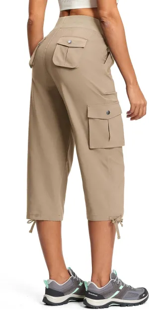 Cargo Capri Pants for Women Lightweight Quick Dry UPF 50  Summer Capris with 8 Pockets for Hiking Travel Casual