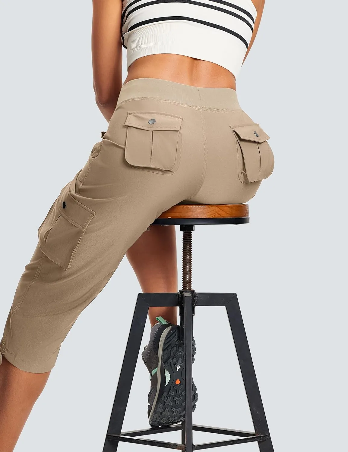 Cargo Capri Pants for Women Lightweight Quick Dry UPF 50  Summer Capris with 8 Pockets for Hiking Travel Casual