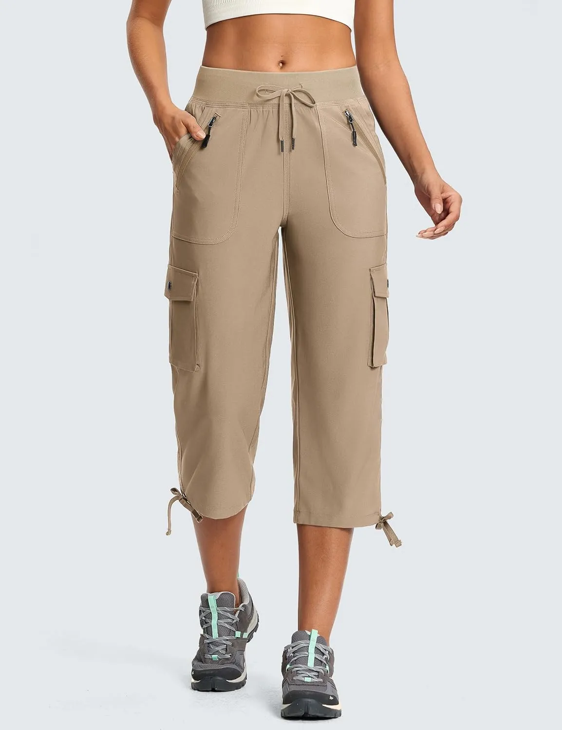 Cargo Capri Pants for Women Lightweight Quick Dry UPF 50  Summer Capris with 8 Pockets for Hiking Travel Casual
