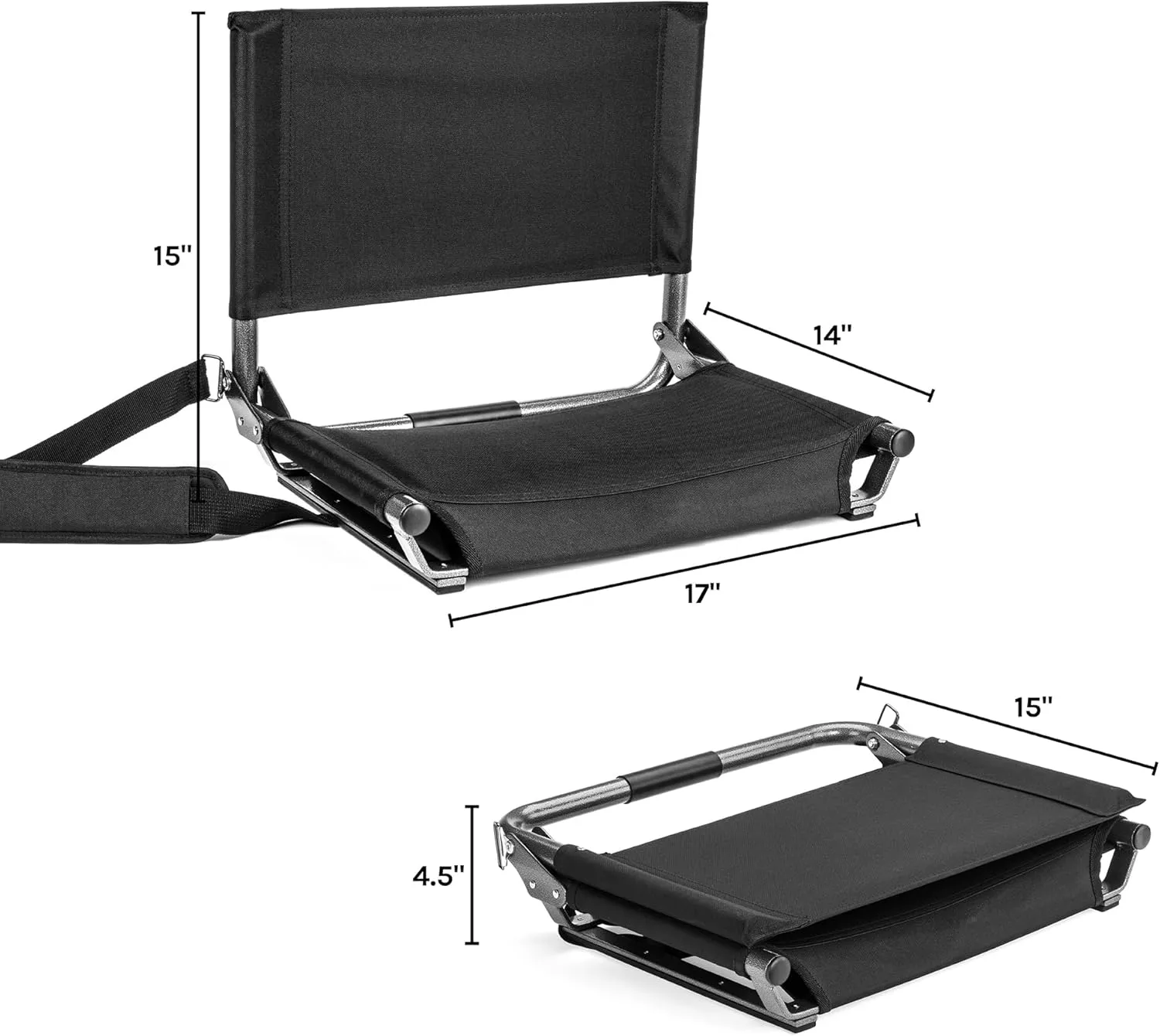 Cascade Mountain Tech Stadium Seat - Lightweight, Portable Folding Chair for Bleachers and Benches - Purple, 17"