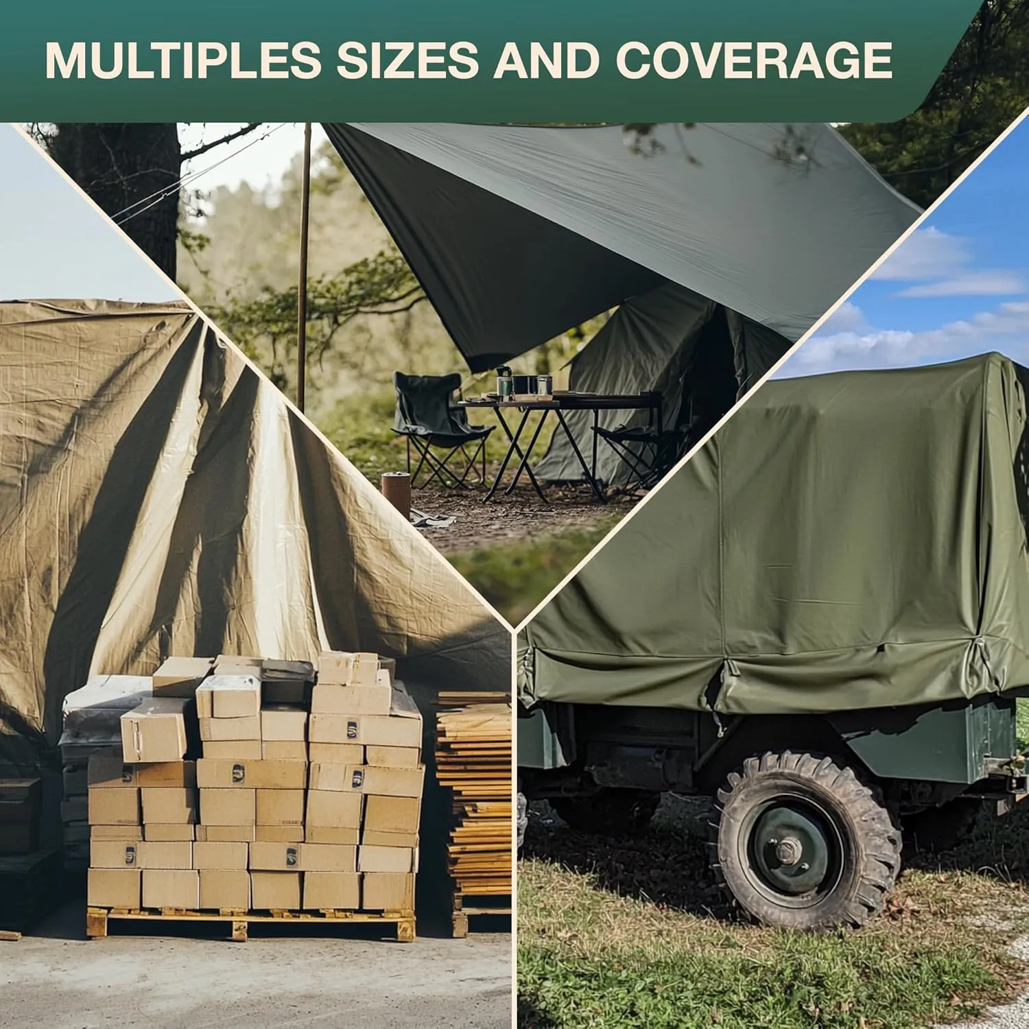 CCS Waterproof Canvas Tarp Cover – Heavy Duty Duck Cloth, Waxed Canvas Tarpaulin with Rustproof Brass Grommets for Camping, Construction, Equipment & Outdoor Use (Grey, 5x7 Ft)