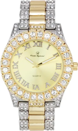 Charles Raymond Bling-ed Out Round Metal Mens Color on Blast Watch with Diamond Time Indicators - Ice on Fire!!! - ST10327DxxS
