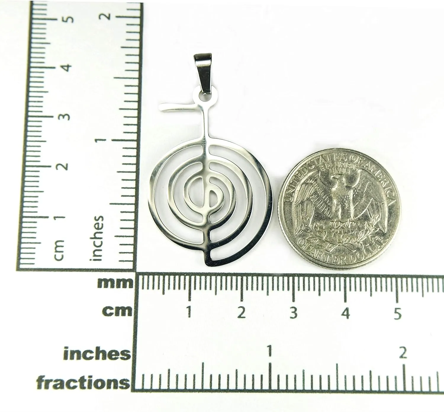 Cho Ku Rei Necklace, Waterproof, Hypo-Allergenic, Non-Tarnishing, Pure 304 Stainless Steel, Reiki Power Symbol Choku Rei