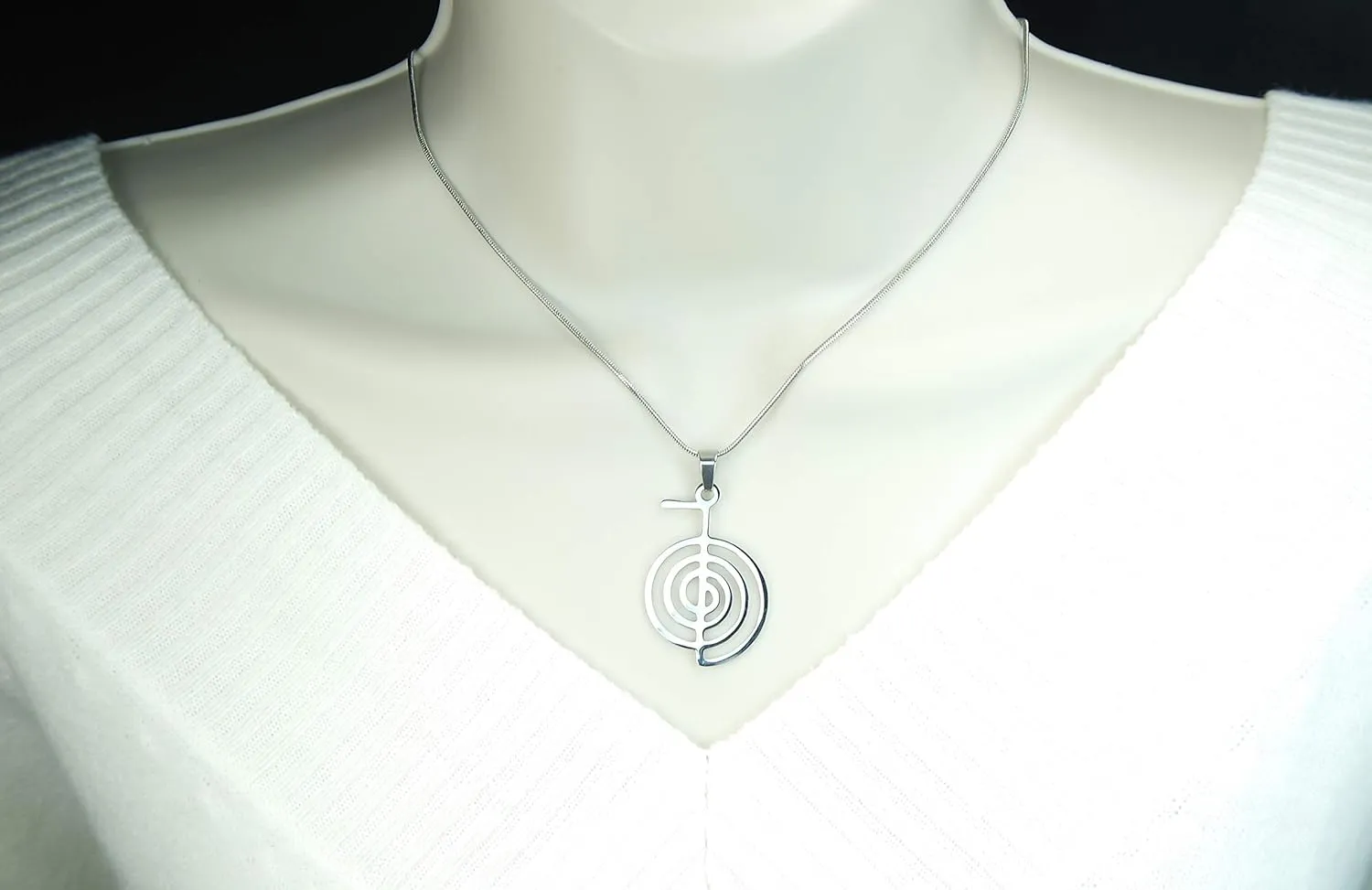 Cho Ku Rei Necklace, Waterproof, Hypo-Allergenic, Non-Tarnishing, Pure 304 Stainless Steel, Reiki Power Symbol Choku Rei