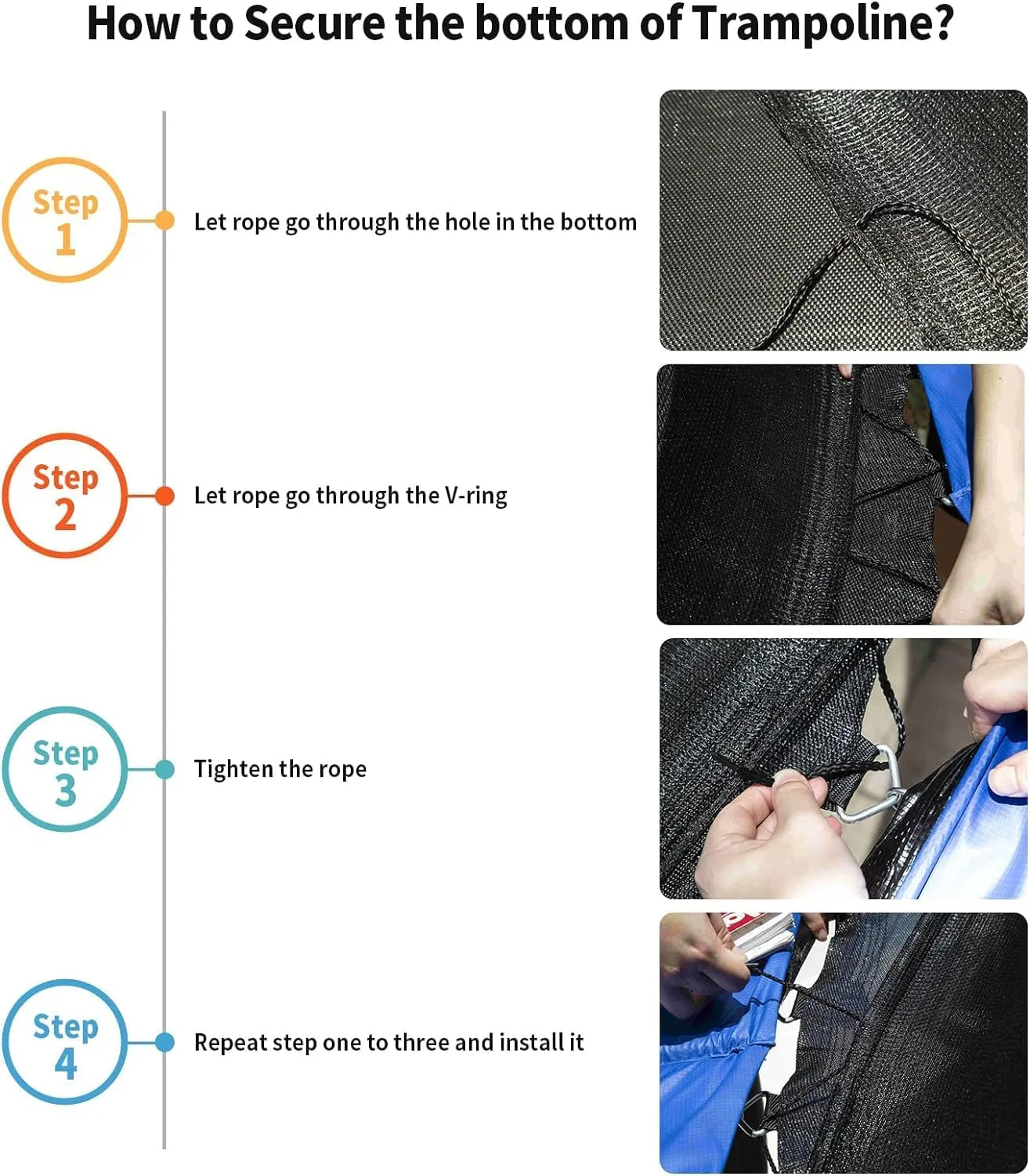 Cliselda Trampoline Replacement Safety Net for 6 Straight Poles Round Frame Trampolines, Breathable and Weather-Resistant, with Adjustable Straps, Zippers, Protection Buckles(Net Only)