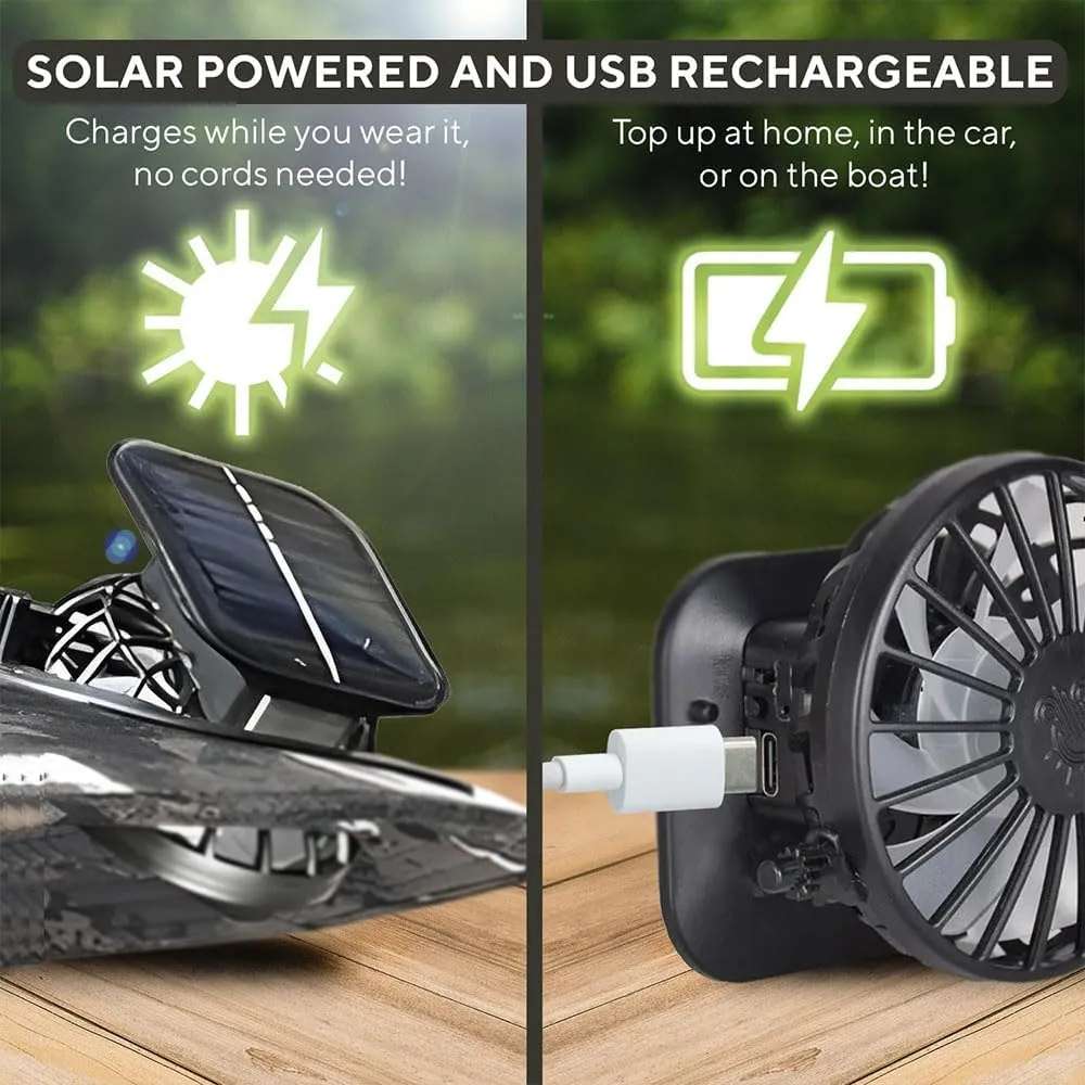 Colitt Fishing Hat, Wide Brim Solar Fan Outdoor Fishing, Solar & USB Charging with Fan for Men UPF 50 