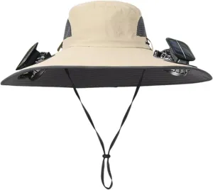 Colitt - Fishing Hat with Built in Fan, UPF 50  Sun Protection, USB/Solar Rechargeable, Adjustable Fit, Wide, Solar, Outdoor