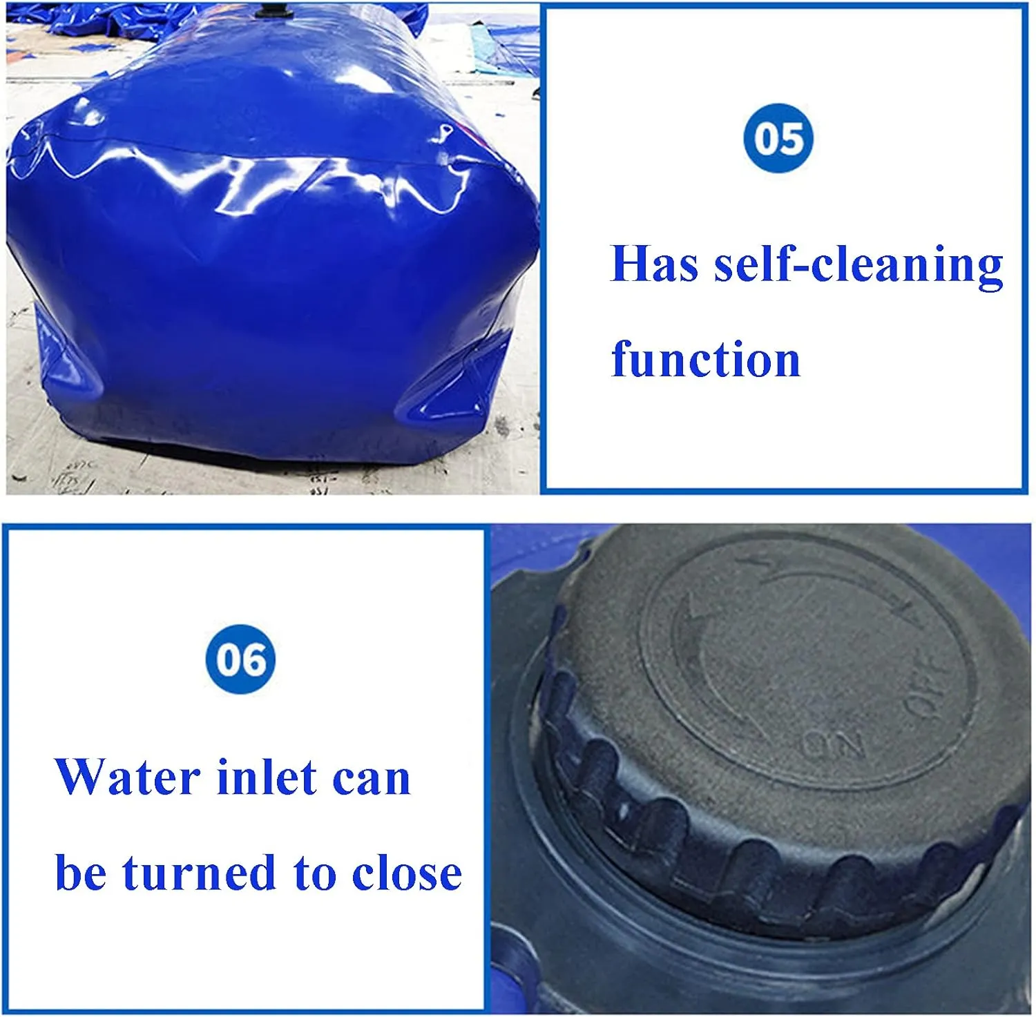 Collapsible Water Storage Bag,High Capacity Leakproof Outdoor Water Bladder Portable Mobile Emergency Water Tank for Car Washing Transport and Store Water,Blue,750L/1.5x1x0.5M