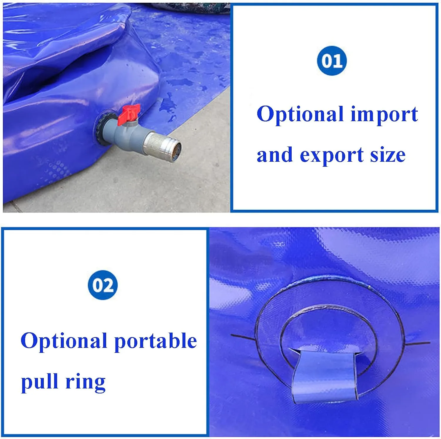 Collapsible Water Storage Bag,High Capacity Leakproof Outdoor Water Bladder Portable Mobile Emergency Water Tank for Car Washing Transport and Store Water,Blue,750L/1.5x1x0.5M