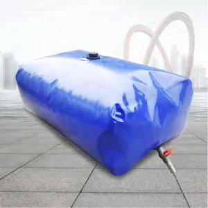 Collapsible Water Storage Bag,High Capacity Leakproof Outdoor Water Bladder Portable Mobile Emergency Water Tank for Car Washing Transport and Store Water,Blue,750L/1.5x1x0.5M