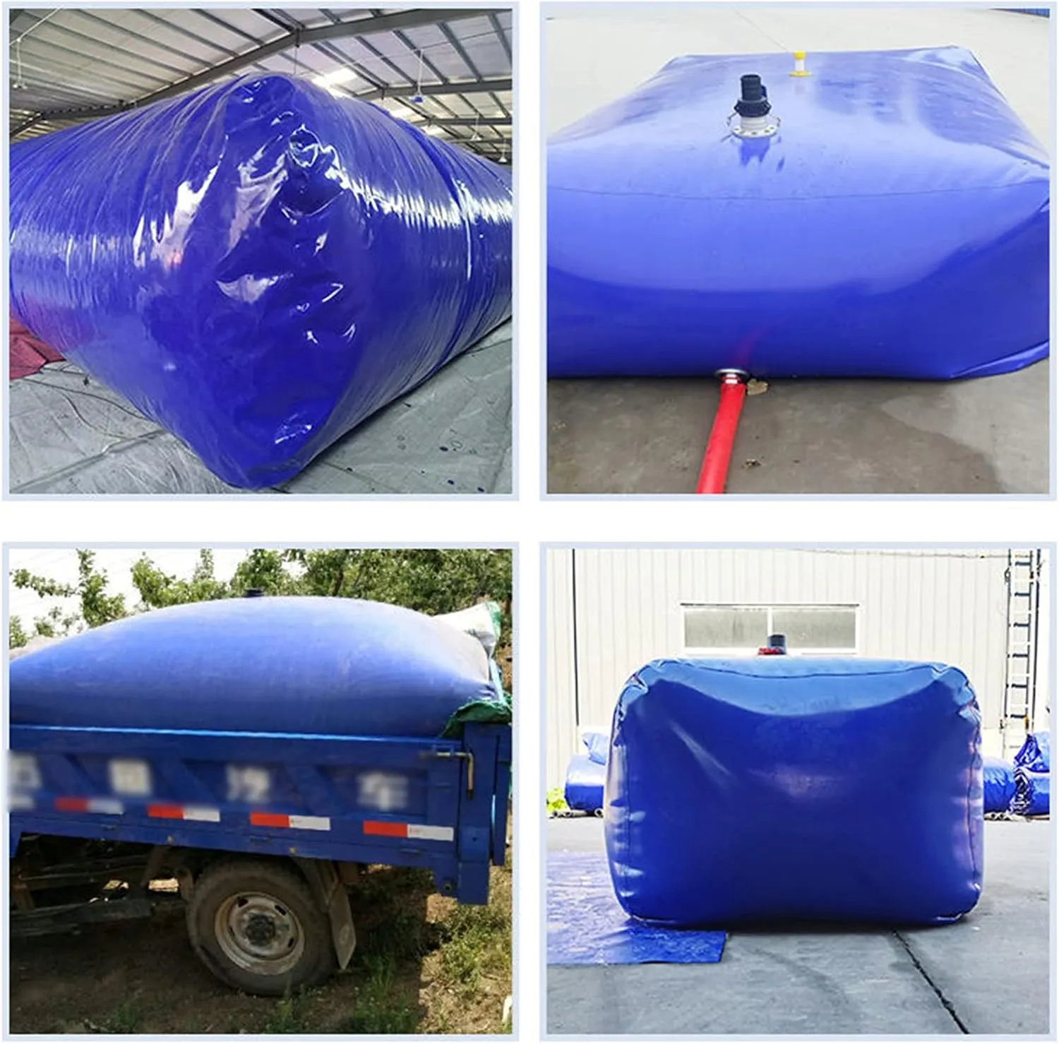 Collapsible Water Storage Bag,High Capacity Leakproof Outdoor Water Bladder Portable Mobile Emergency Water Tank for Car Washing Transport and Store Water,Blue,750L/1.5x1x0.5M