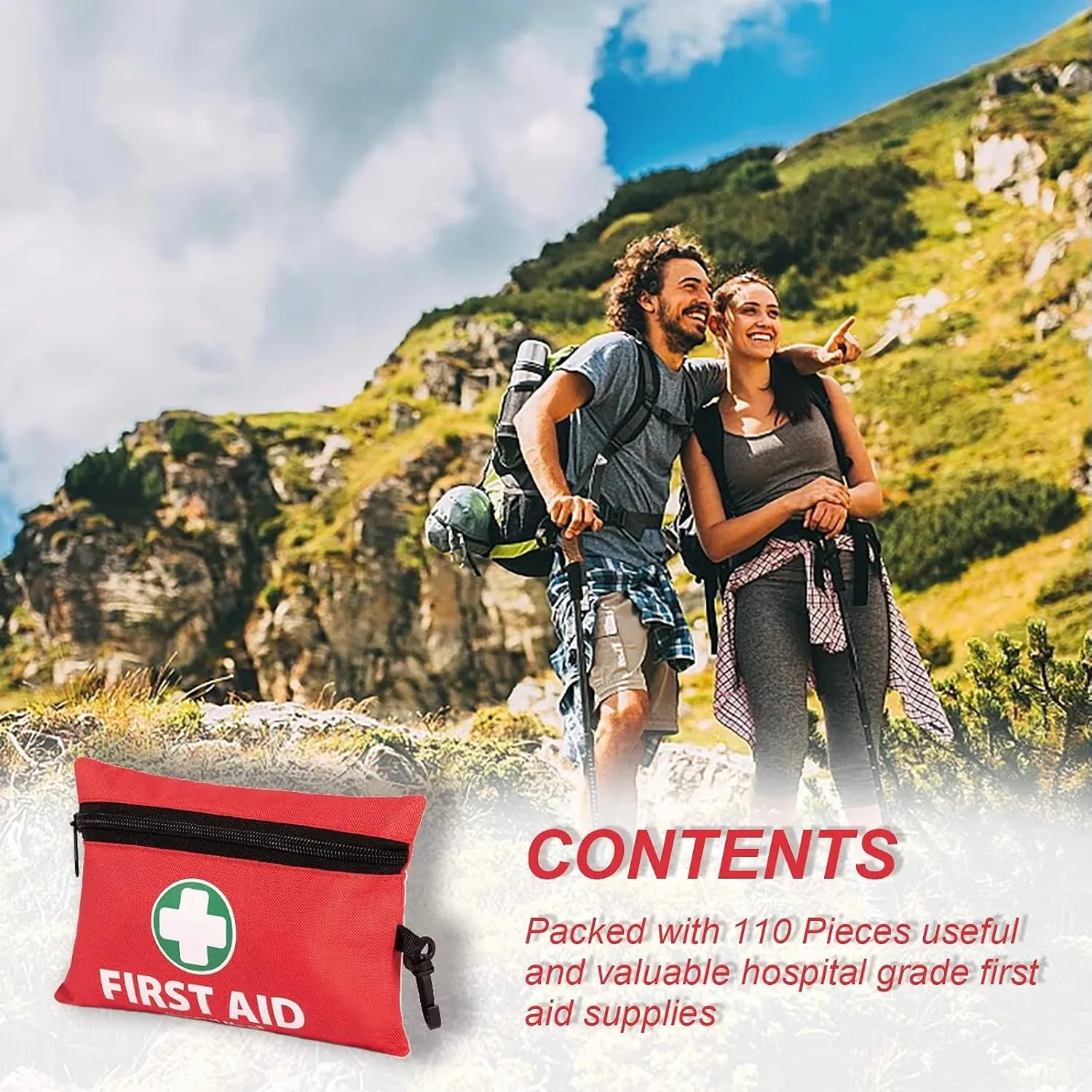 Compact 110-Piece First Aid Kit | Travel, Home & Vehicle Essential