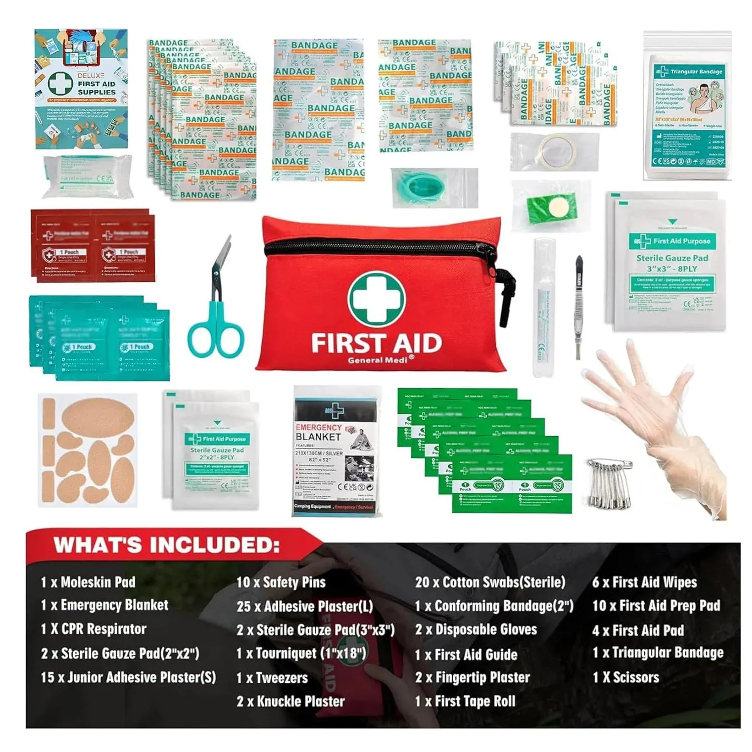 Compact 110-Piece First Aid Kit | Travel, Home & Vehicle Essential